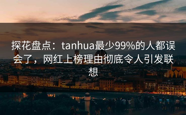 探花盘点：tanhua最少99%的人都误会了，网红上榜理由彻底令人引发联想