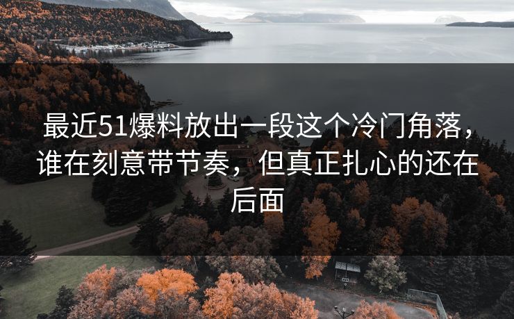 最近51爆料放出一段这个冷门角落，谁在刻意带节奏，但真正扎心的还在后面